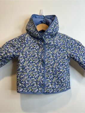 John Lewis Kids' Floral Quilted Reversible Jacket Purple